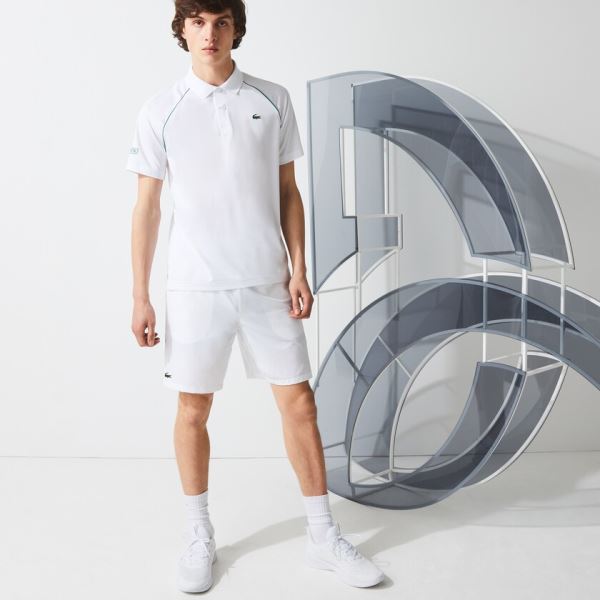 Lacoste SPORT Novak Djokovic Breathable Ultra-Light Polo Shirt - Šortky Pánské Bílé / Zelene | CZ-tc